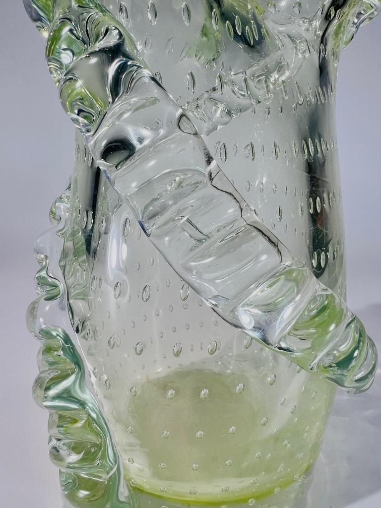 Mid-20th Century Barovier&Toso Murano Glass green vase circa 1950 For Sale