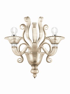 Barovier&Toso Murano Glass Wall Sconce, Grey Venetian Crystal, Redon