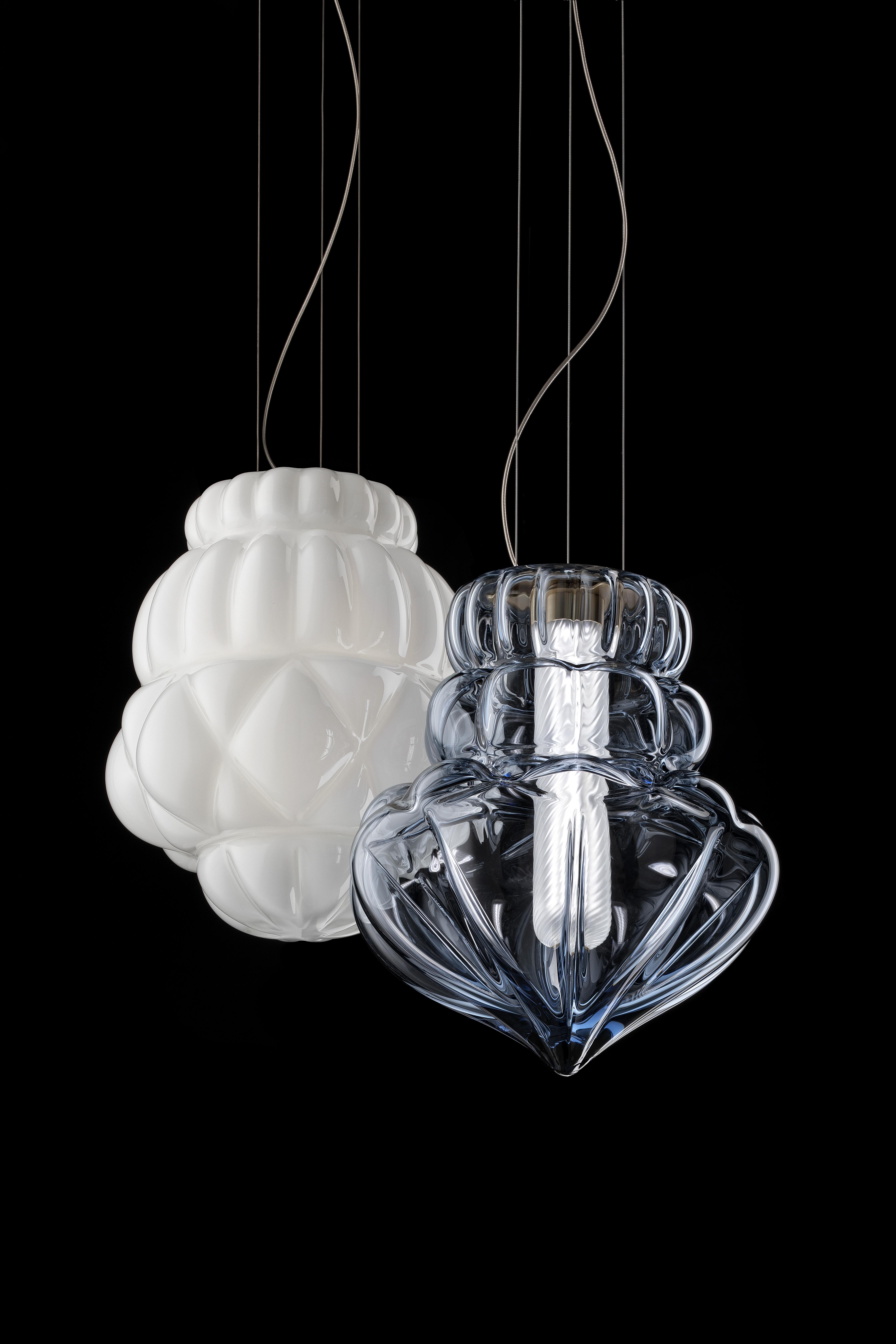 Italian Barovier & Toso Vallonné Opale Glass Suspension