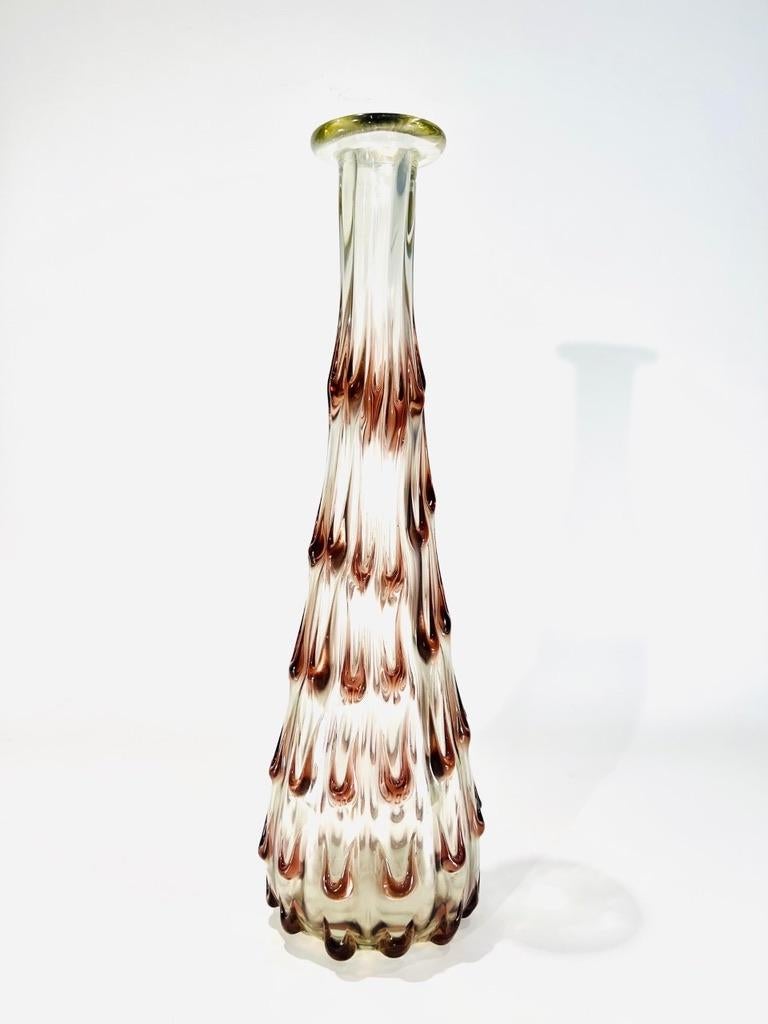 Incredible Barovier&Toso Murano glass tall vase hand molded circa 1950