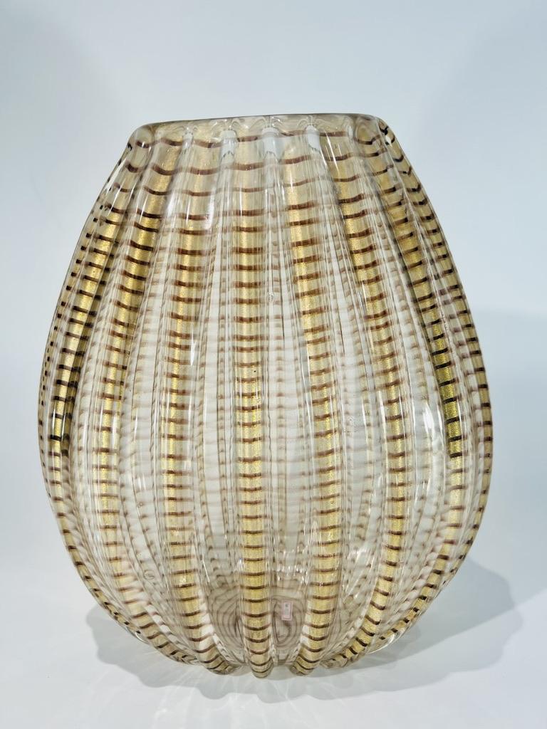 Italian Barovier&Toso Vase in Murano Glass Cordonne Serie For Sale
