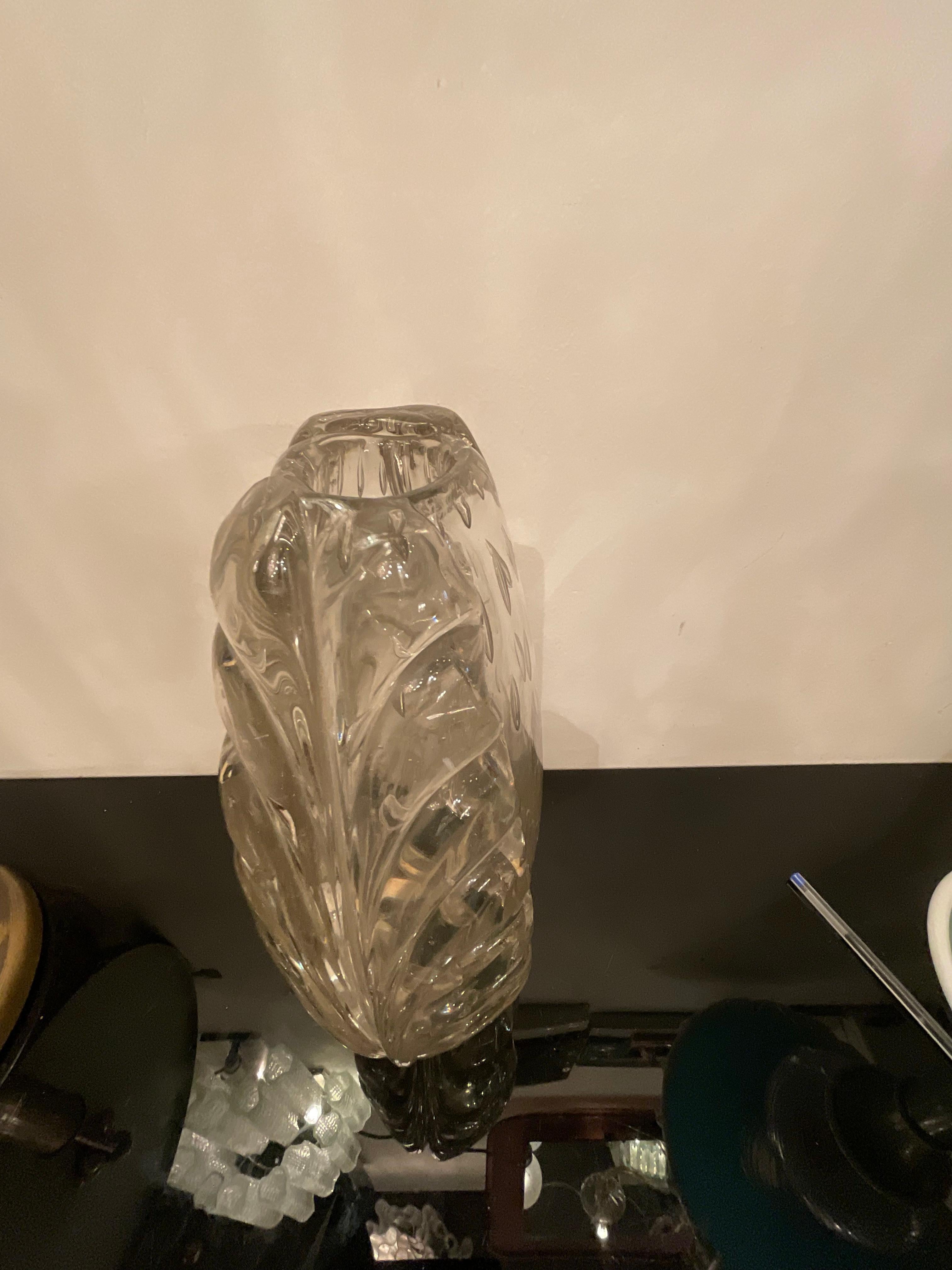 Barovier&Toso - Vaso in pesante vetro di murano con bolle d'aria anni 40. Bon état - En vente à Milano, IT