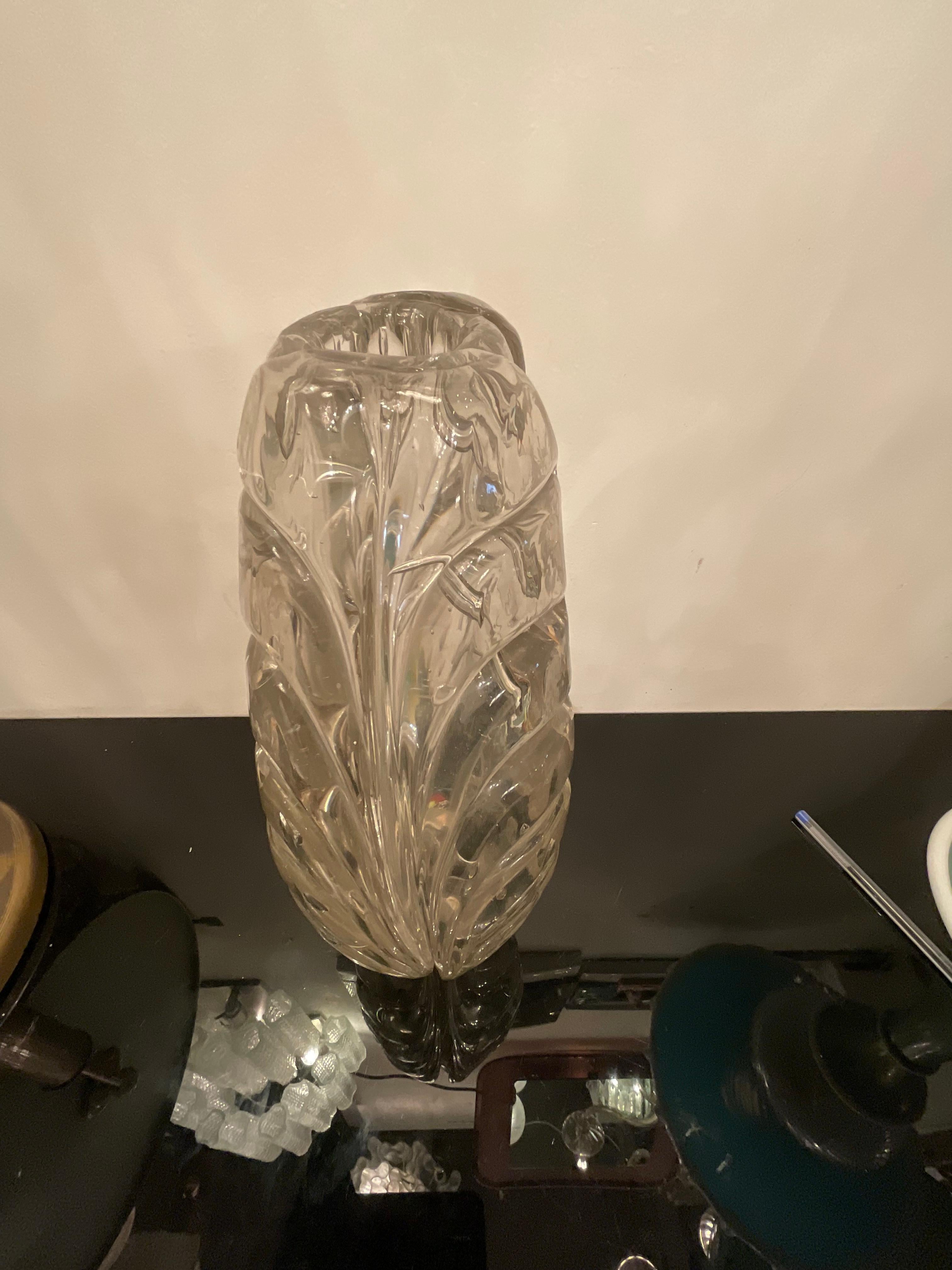 Mid-20th Century BAROVIER&TOSO - Vaso in pesante vetro di murano con bolle d’aria anni 40. For Sale