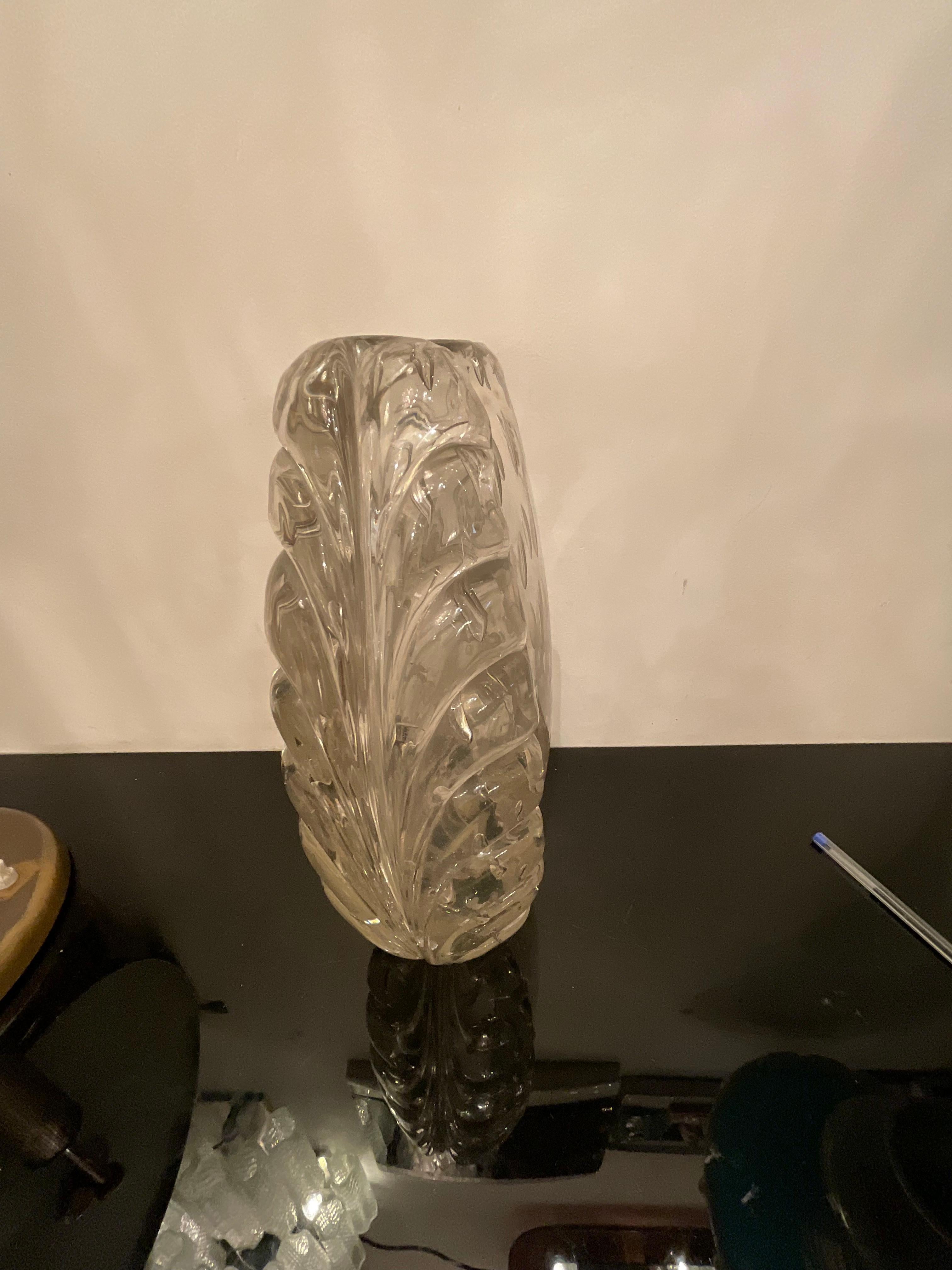 Verre de Murano Barovier&Toso - Vaso in pesante vetro di murano con bolle d'aria anni 40. en vente