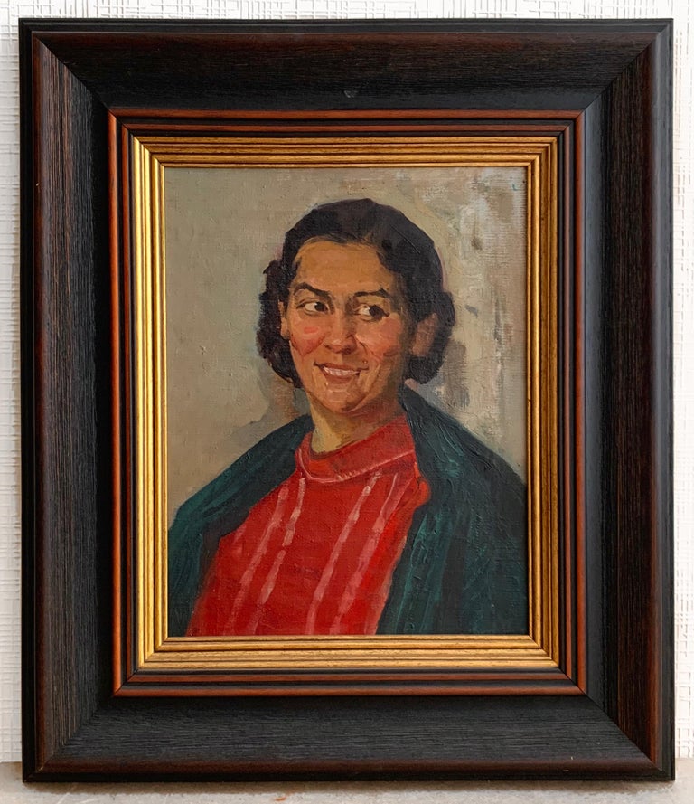 Baroyants Mikhail Female Portrait Framed Vintage Oil on Canvas