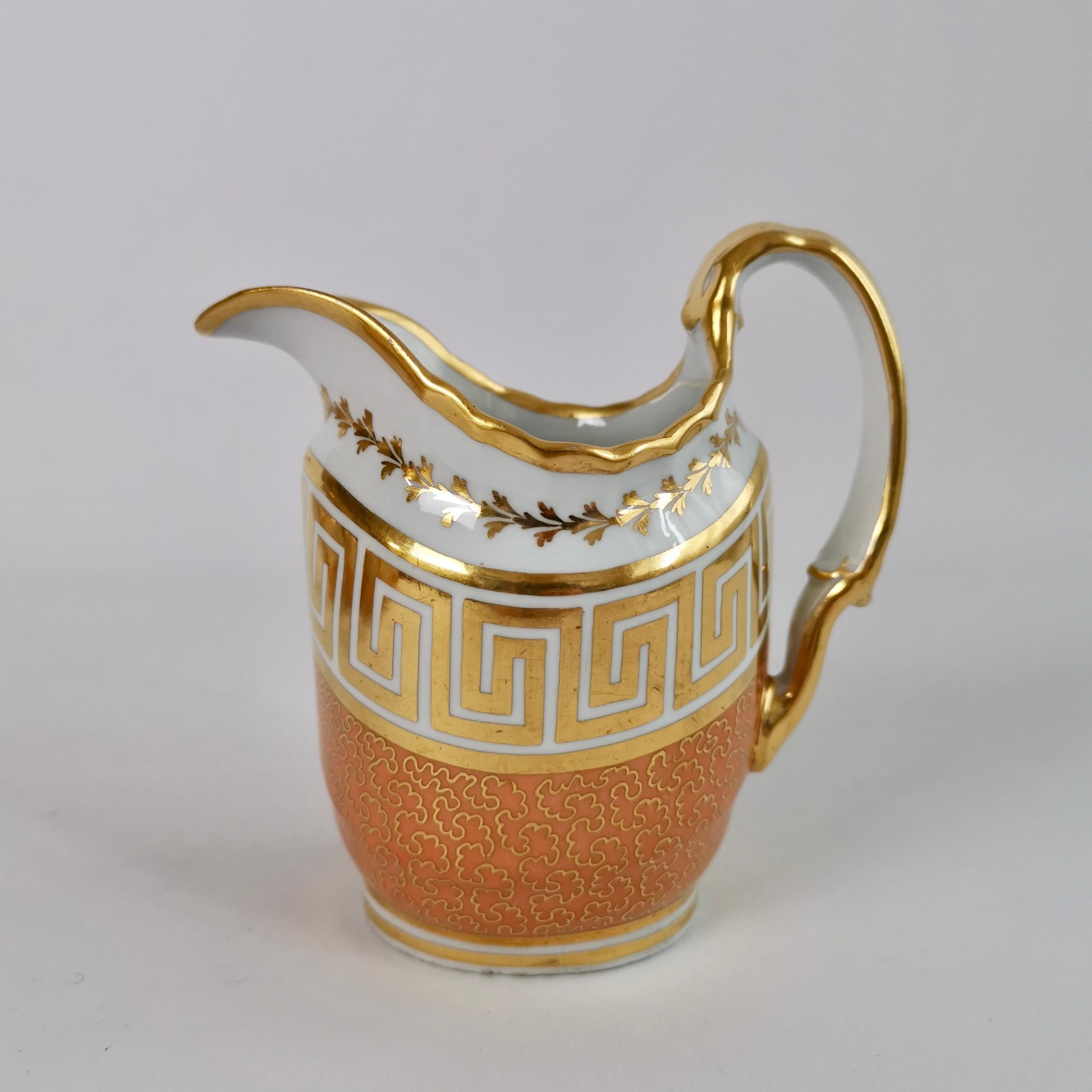 Barr Flight and Barr Tea Service, Peach with Gilt Greek Keys, ca 1804 In Good Condition In London, GB