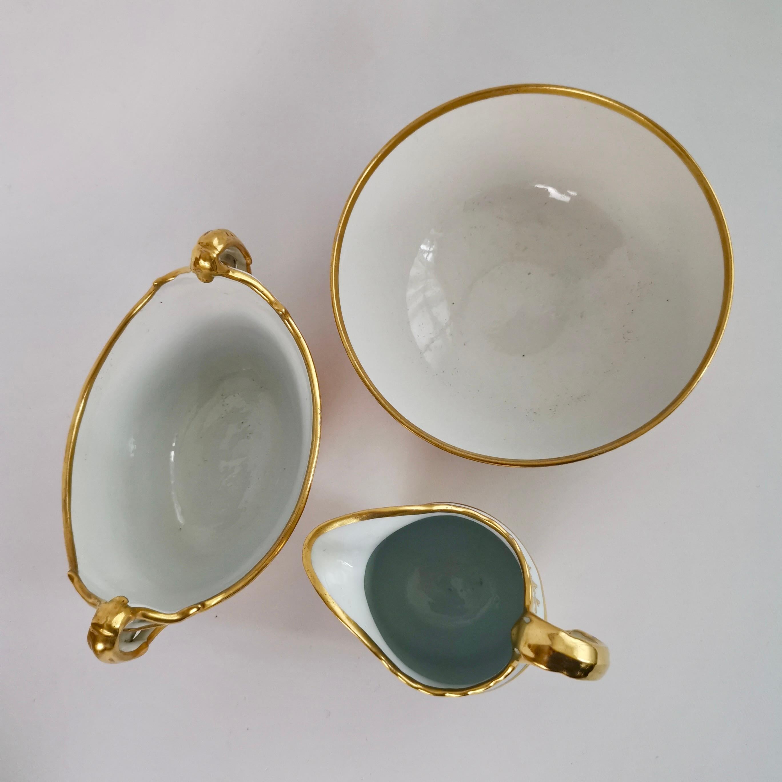 Porcelain Barr Flight and Barr Tea Service, Peach with Gilt Greek Keys, ca 1804