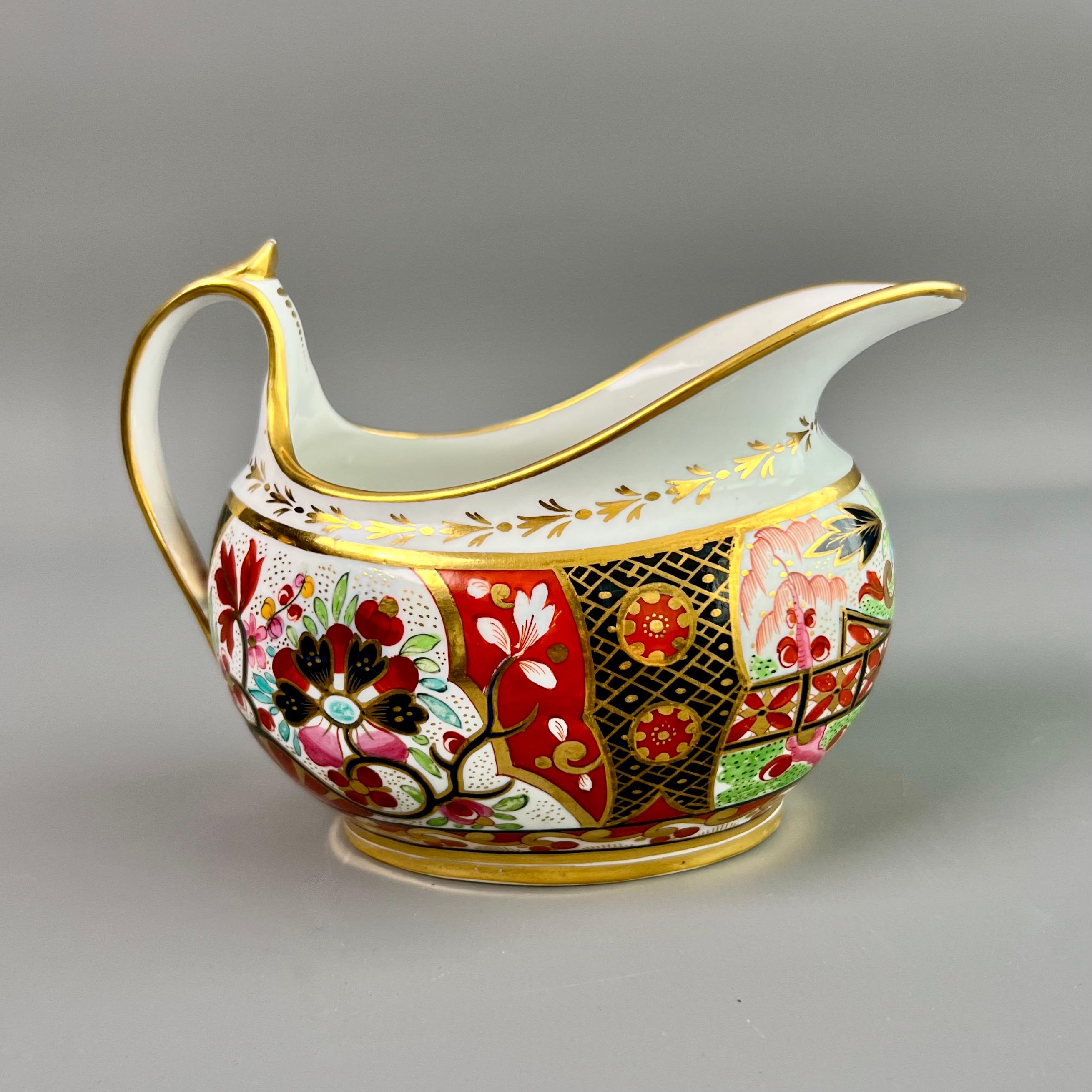 Hand-Painted Barr Flight & Barr Milk Jug Creamer, Rich Imari Pattern, Regency 1810-1813