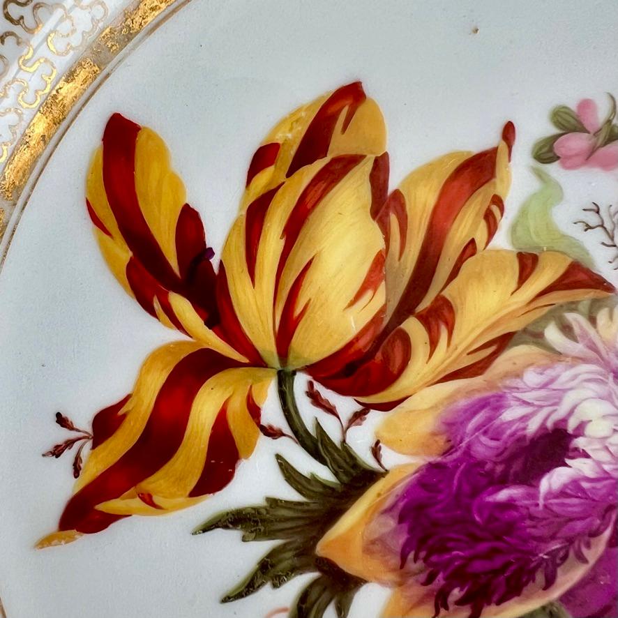 Barr Flight & Barr Plate, Flowers by W. Billingsley, Gilt Vermiculé, ca 1809 (1) In Good Condition In London, GB