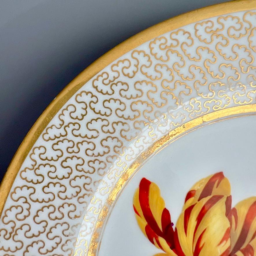 Barr Flight & Barr Plate, Flowers by W. Billingsley, Gilt Vermiculé, ca 1809 (1) 1