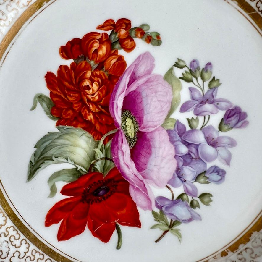 Plato Barr Flight & Barr, Vermiculé dorado, Flores de W. Billingsley, ca 1809 (2) Regencia en venta