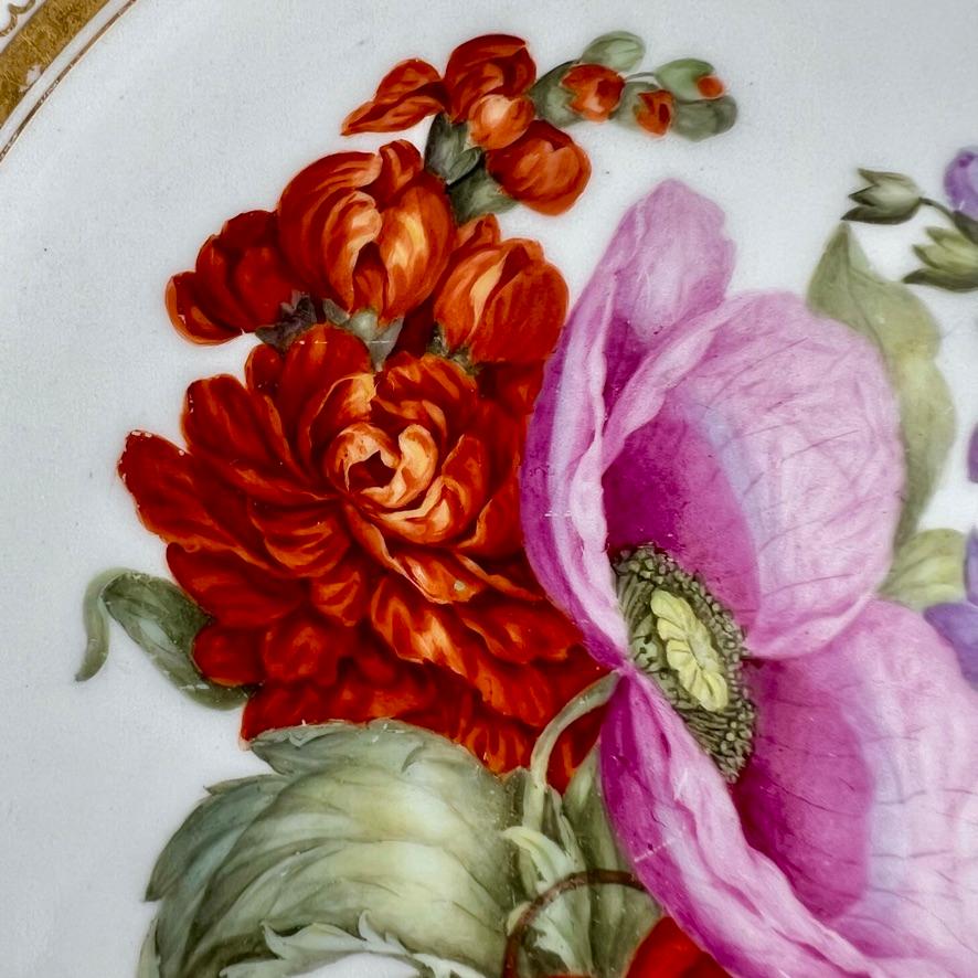 Plato Barr Flight & Barr, Vermiculé dorado, Flores de W. Billingsley, ca 1809 (2) en Bueno estado para la venta en London, GB