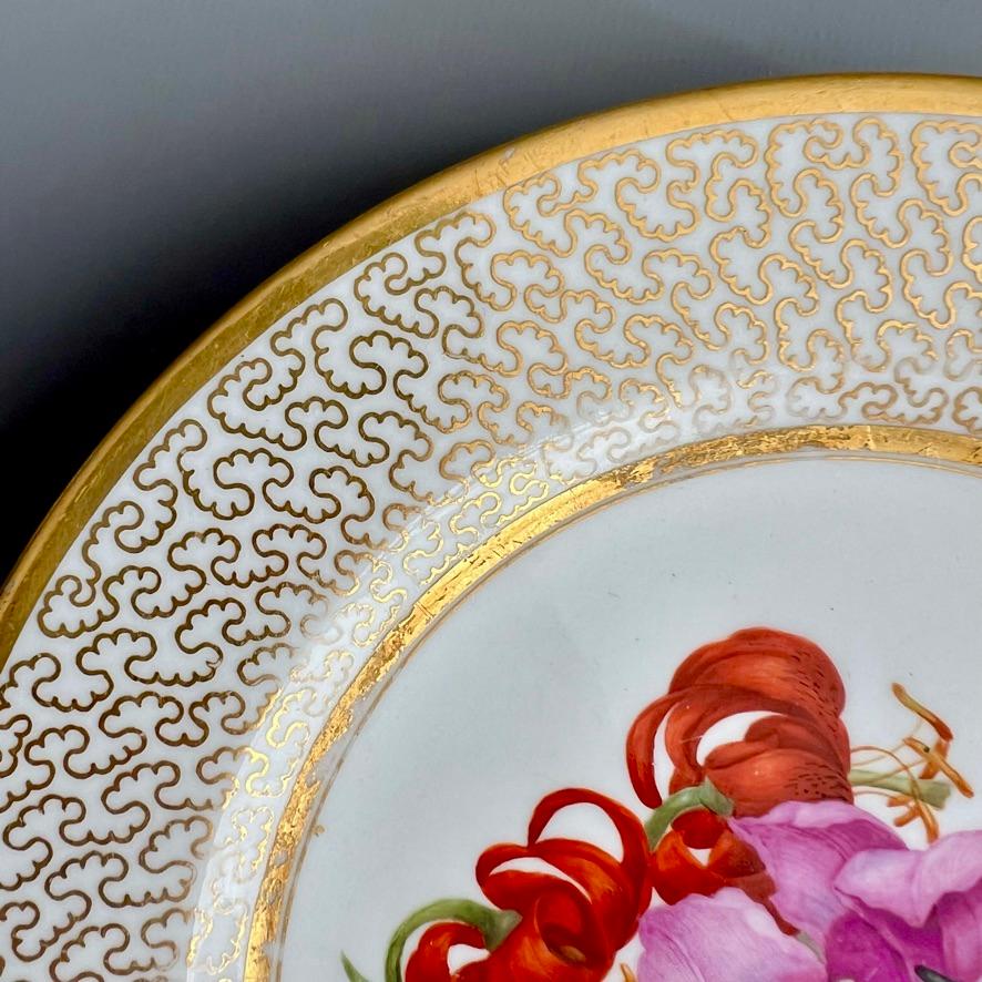 Barr Flight & Barr Plate, Gilt Vermiculé, Flowers by W. Billingsley, ca 1809 (3) 2