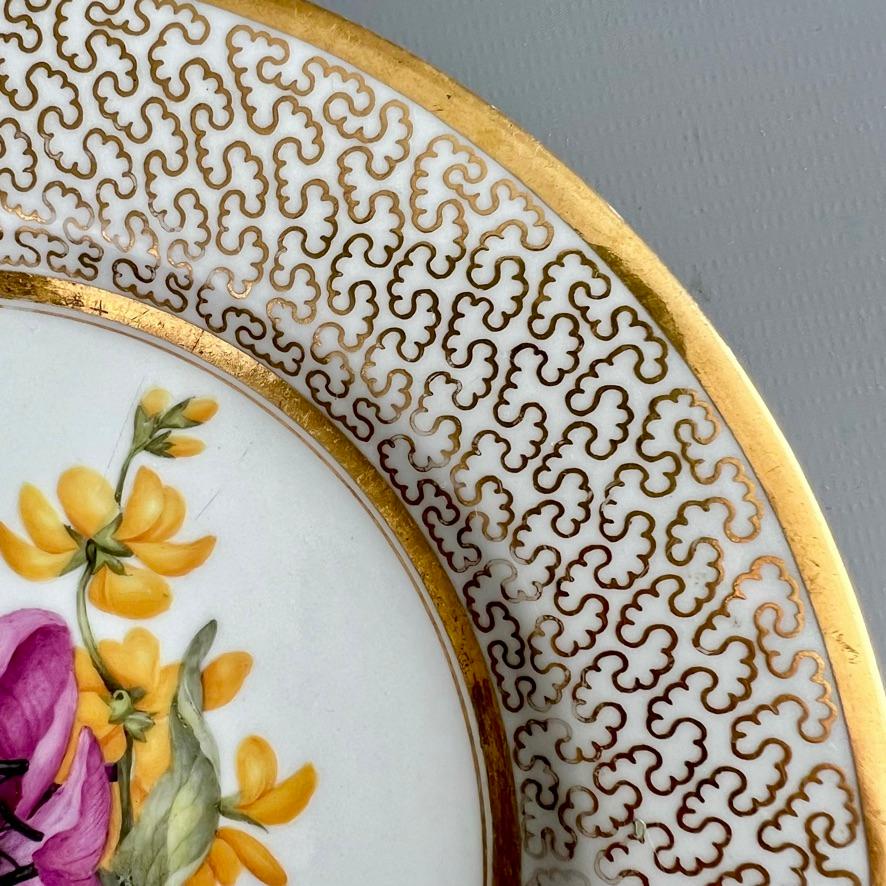 Barr Flight & Barr Plate, Gilt Vermiculé, Flowers by W. Billingsley, ca 1809 (3) 3