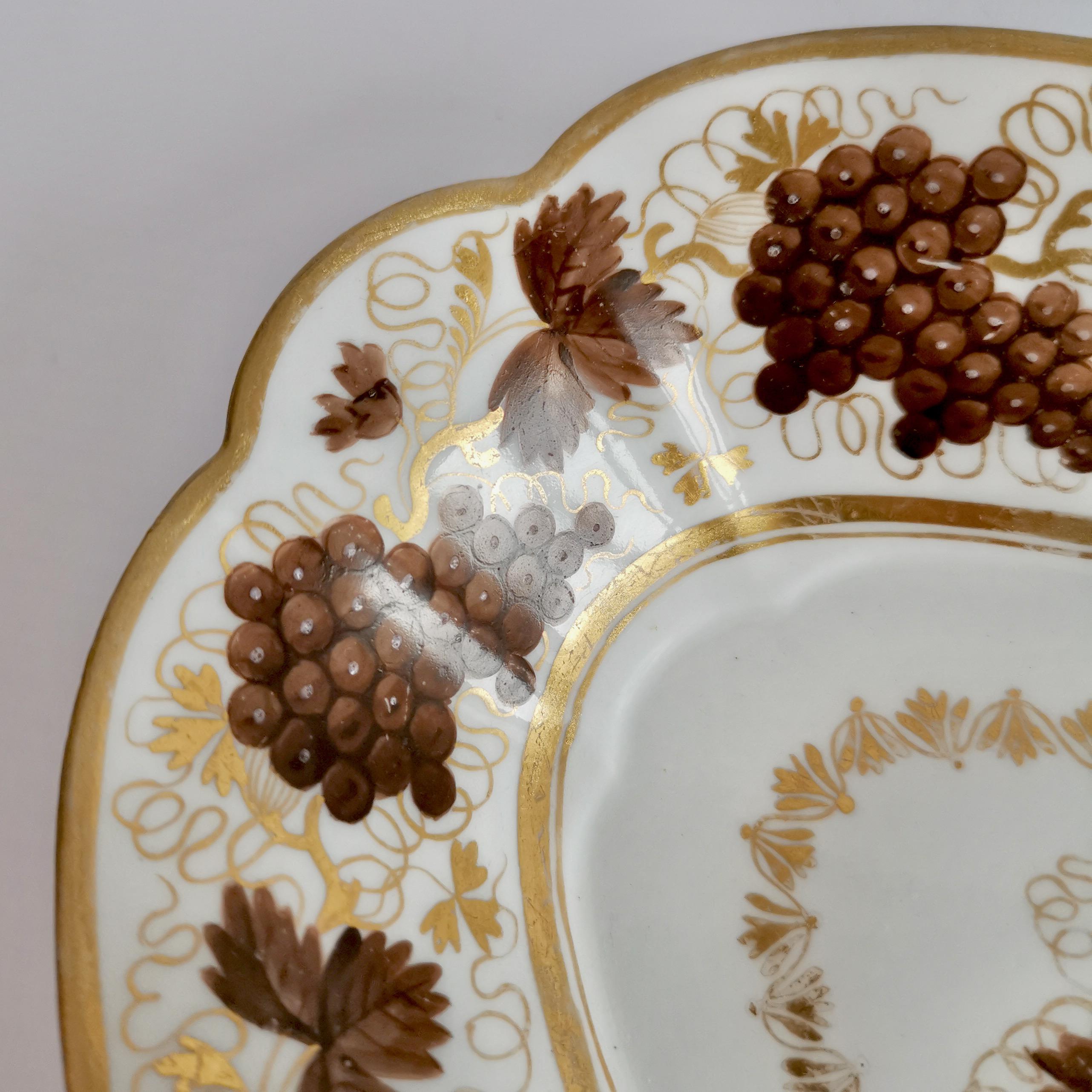 Barr Flight & Barr Porcelain Dish, Brown Vines Pattern, Regency 1804-1813 2