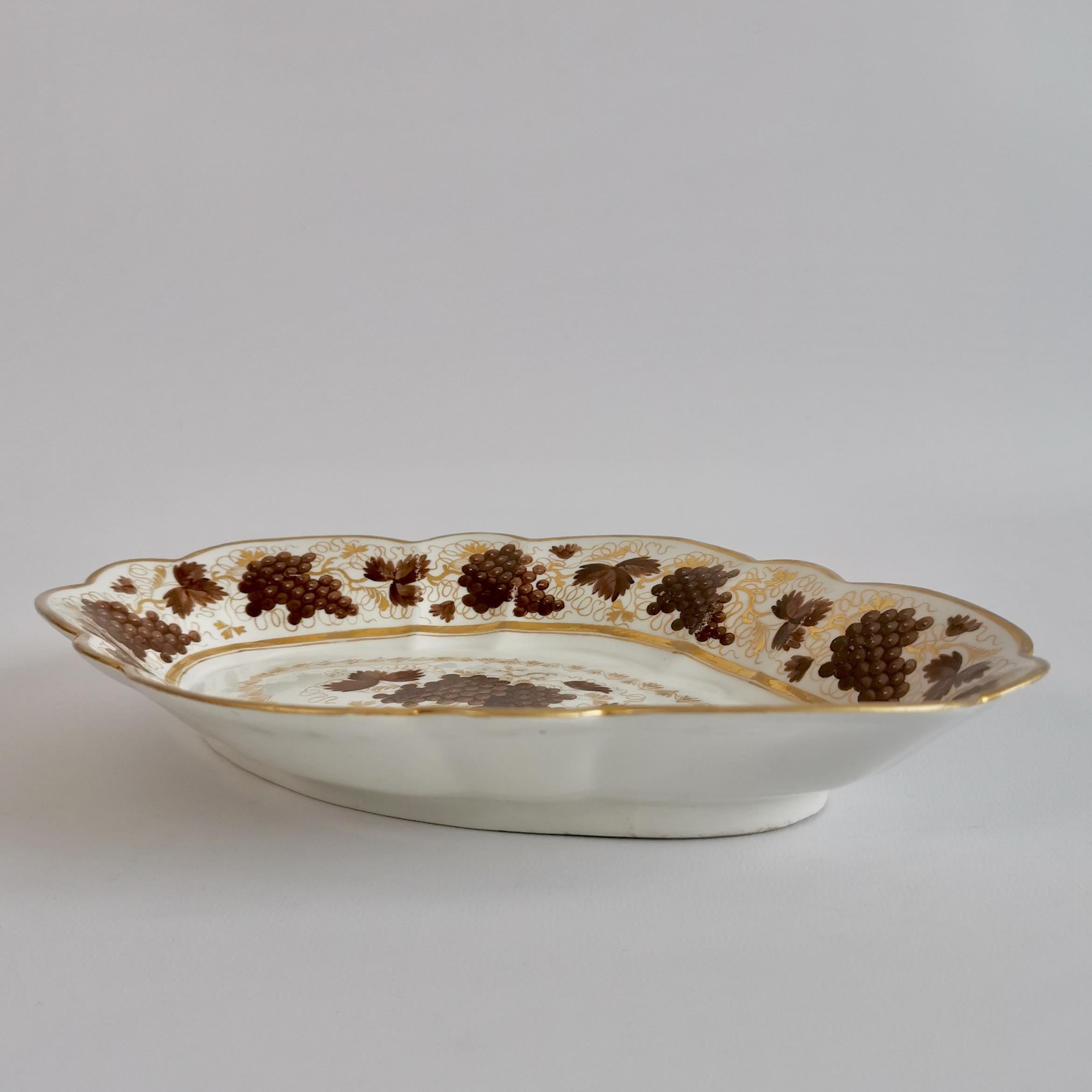 Barr Flight & Barr Porcelain Dish, Brown Vines Pattern, Regency 1804-1813 4