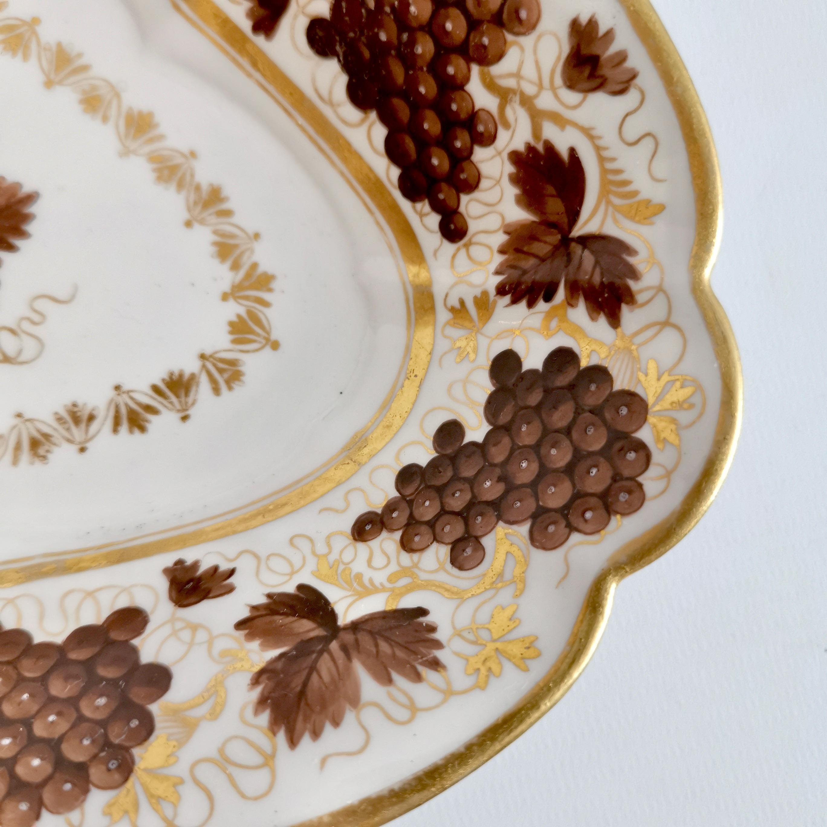 Barr Flight & Barr Porcelain Dish, Brown Vines Pattern, Regency 1804-1813 In Good Condition In London, GB