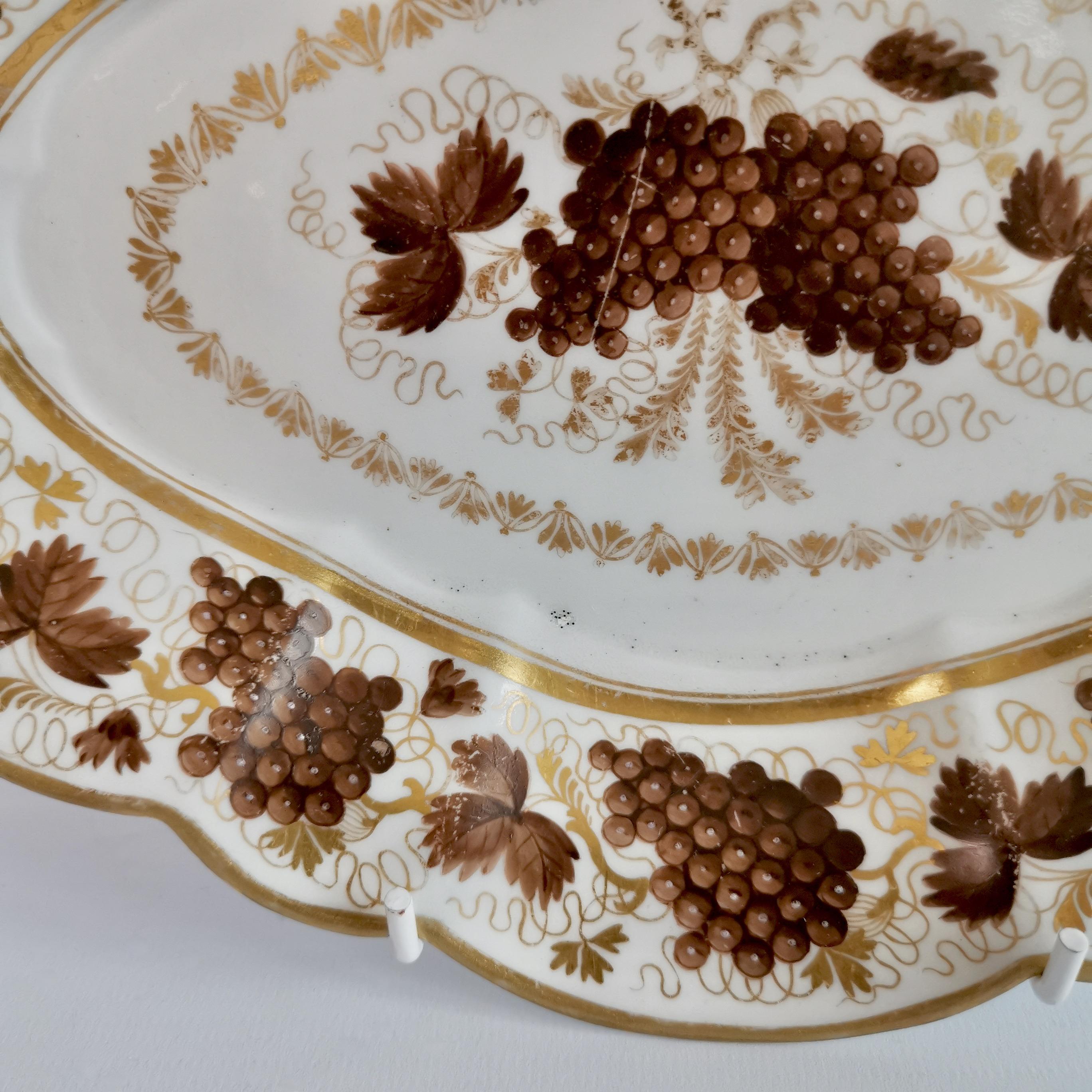 Early 19th Century Barr Flight & Barr Porcelain Dish, Brown Vines Pattern, Regency 1804-1813