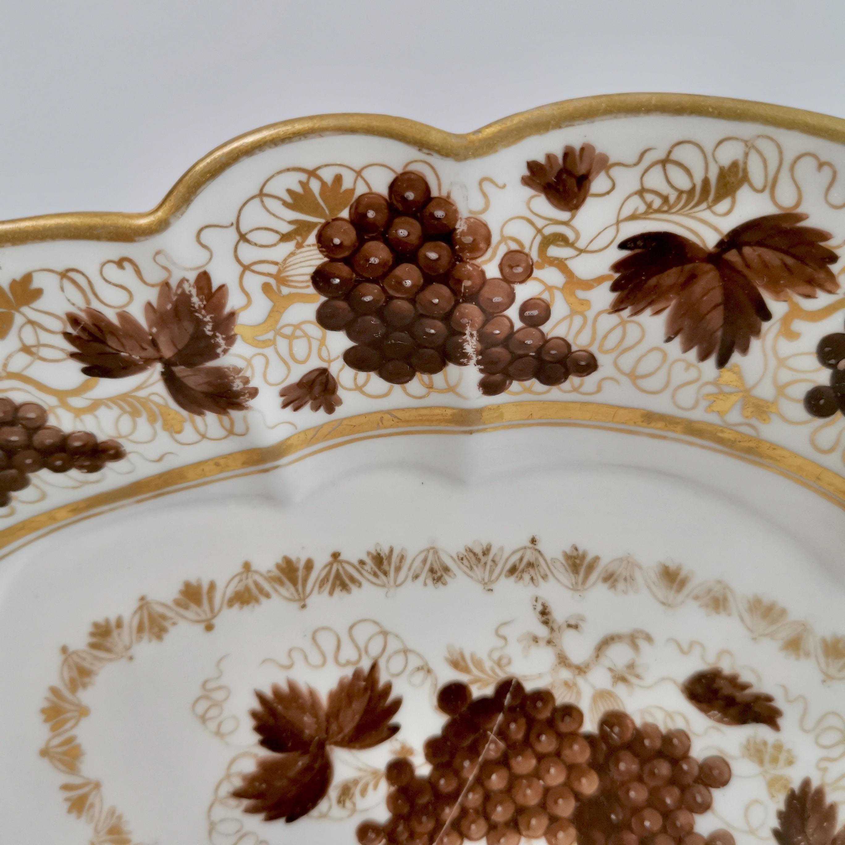 Barr Flight & Barr Porcelain Dish, Brown Vines Pattern, Regency 1804-1813 1