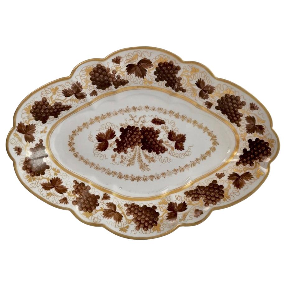 Barr Flight & Barr Porcelain Dish, Brown Vines Pattern, Regency 1804-1813