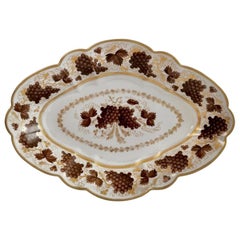 Antique Barr Flight & Barr Porcelain Dish, Brown Vines Pattern, Regency 1804-1813