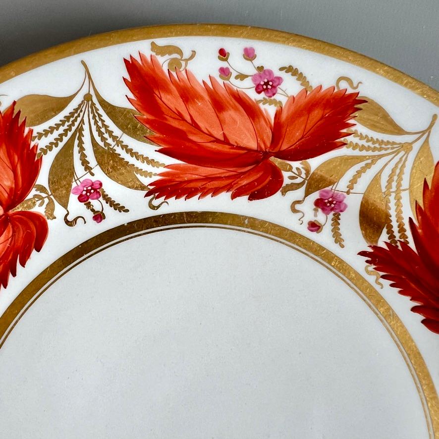 Hand-Painted Barr Flight & Barr Set of 10 Plates, Neoclassical Orange Vines, 1804- 1813 For Sale