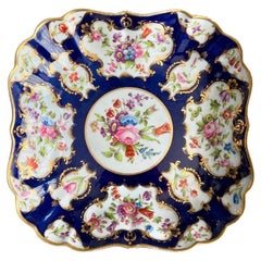 Barr Flight & Barr Square Dish, Blue Scale, Floral Reserves, 1807-1813