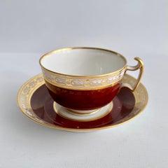 Barr Flight & Barr Teacup Trio, Maroon and Gilt Neoclassical ca 1812