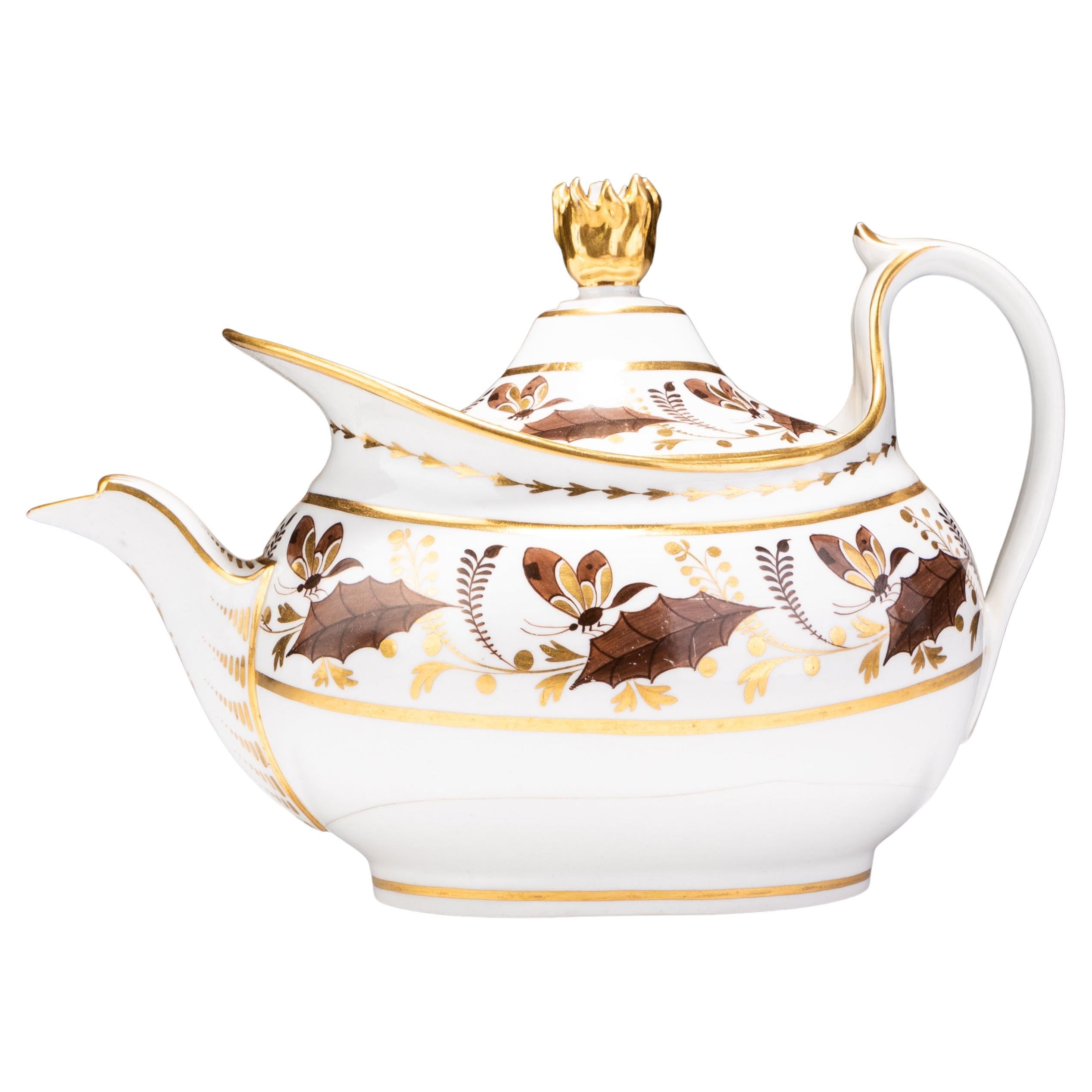 Barr Flight Barr Worcester Porcelain Georgian Teapot ca. 1810 Early 19th Century For Sale