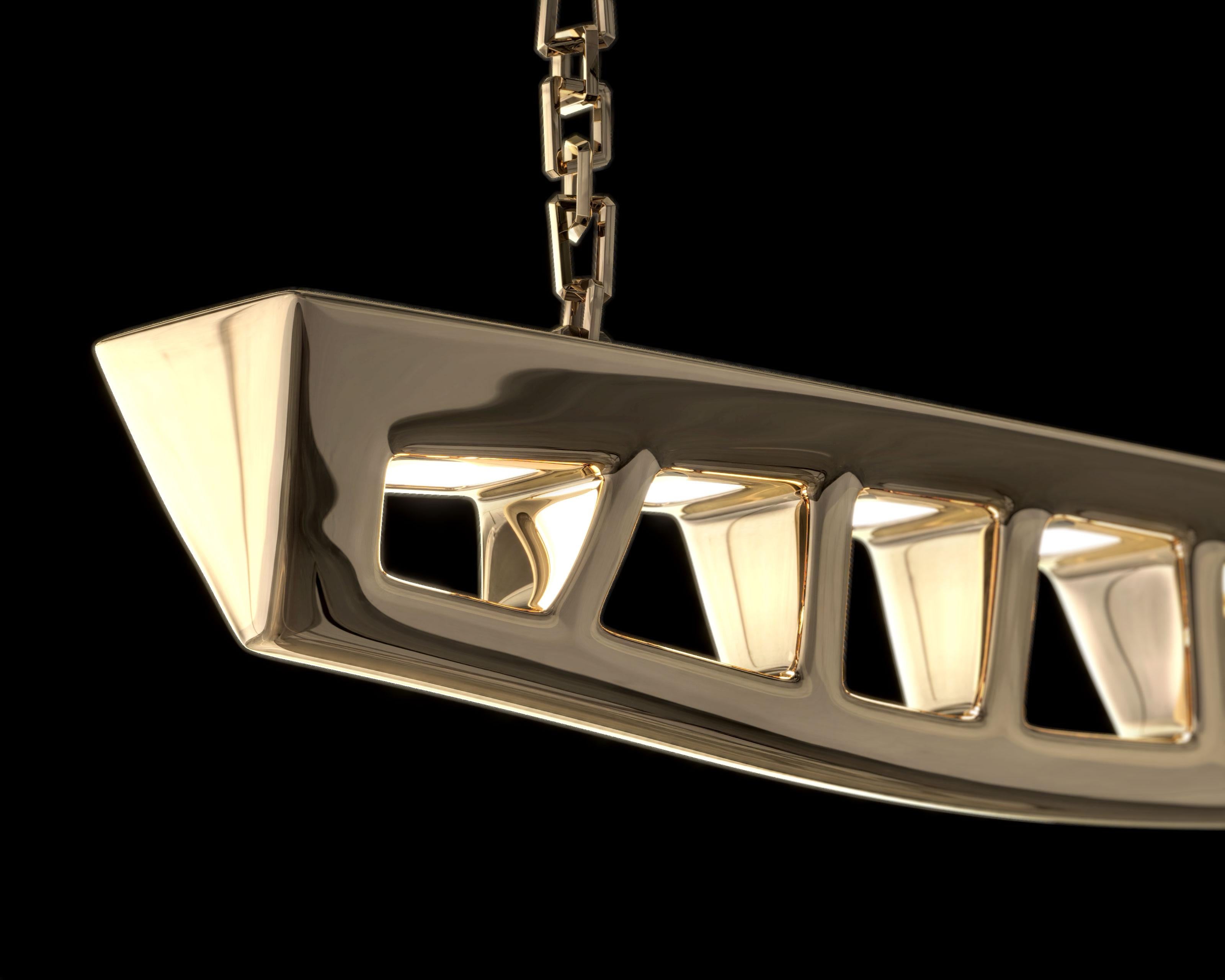Contemporary Barracuda Chandelier in Polished Bronze  For Sale