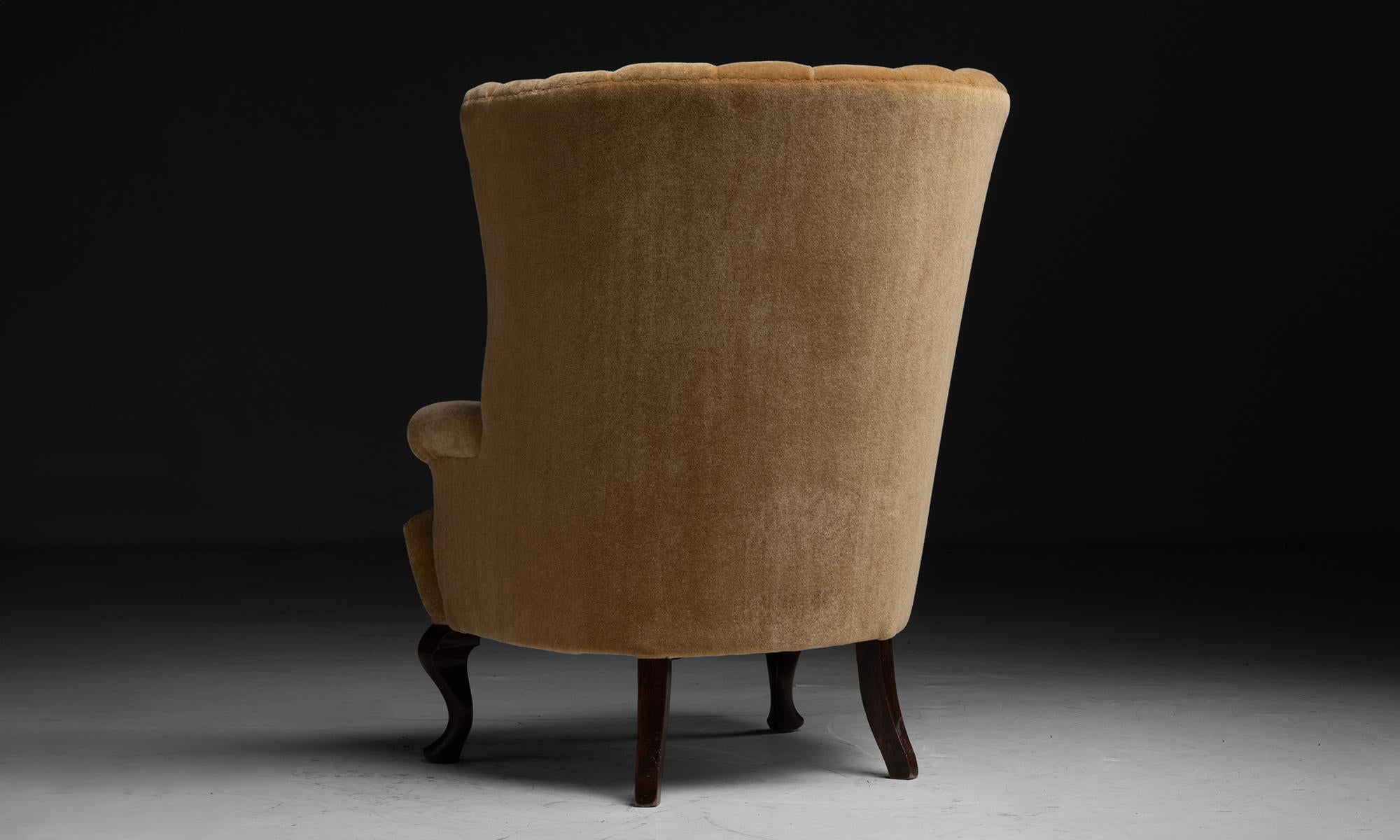 Victorian Barrel Back Armchair in Teddy Mohair by Pierre Frey, England, circa 1850