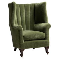 Fauteuil à dossier tonneau en mohair Teddy de Pierre Frey, Angleterre, datant d'environ 1850