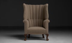 Barrel Back Armchair in Wool, England circa 1900