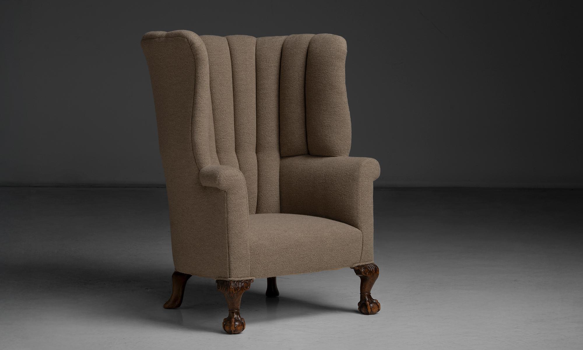 Sillón con respaldo de barril en lana, Inglaterra circa 1900 Lana en venta