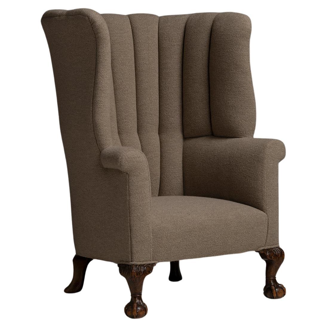 Sillón con respaldo de barril en lana, Inglaterra circa 1900