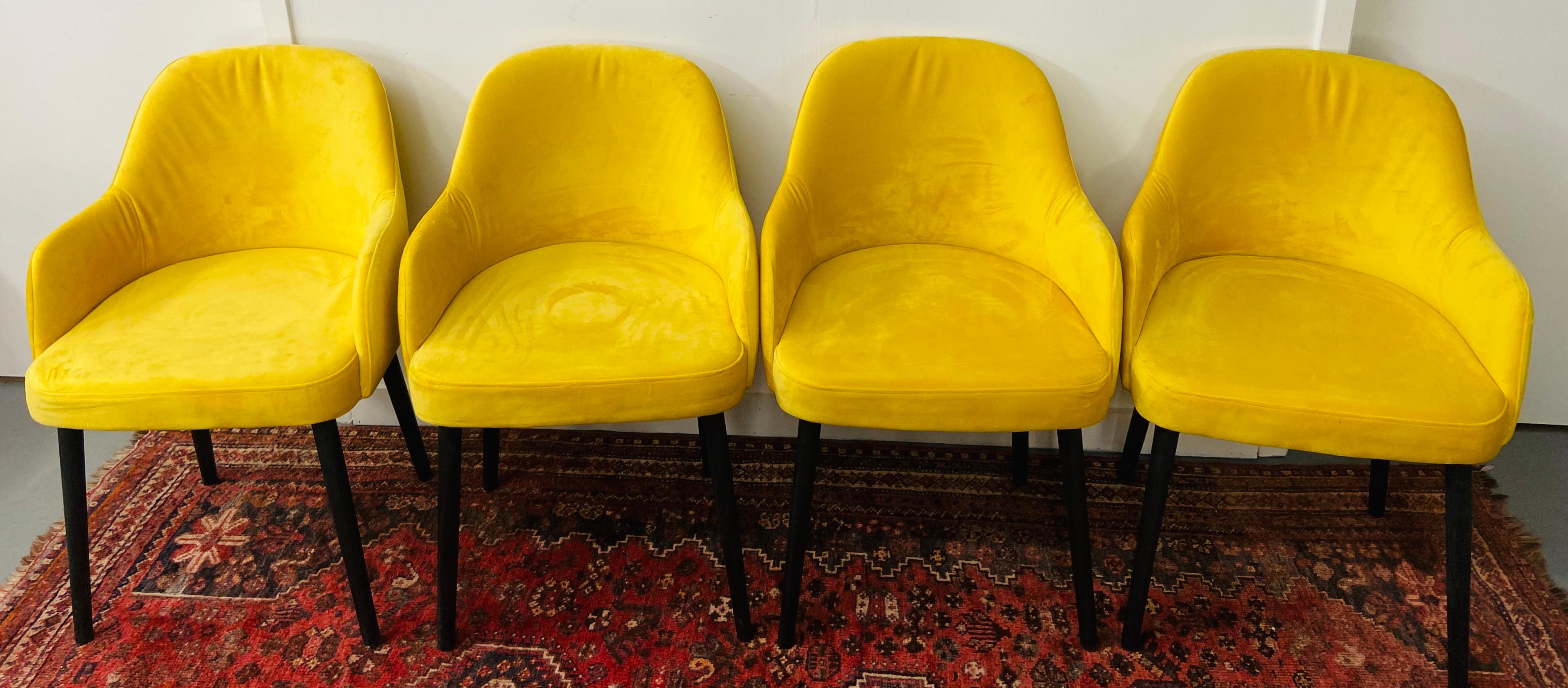 European Barrel Back Armchair or Side Chair Mid-Century Modern Style, a Set of 4