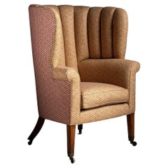 Barrel Back Chair in Patterned Linen by Zak + Fox, England, Circa 1810