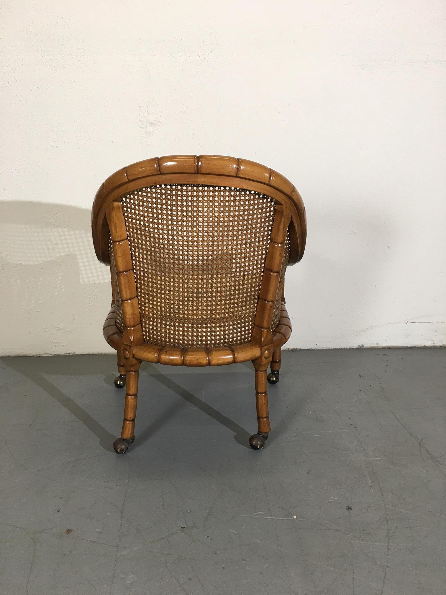 Faux Bamboo Barrel Back Chairs by John Widdicomb
