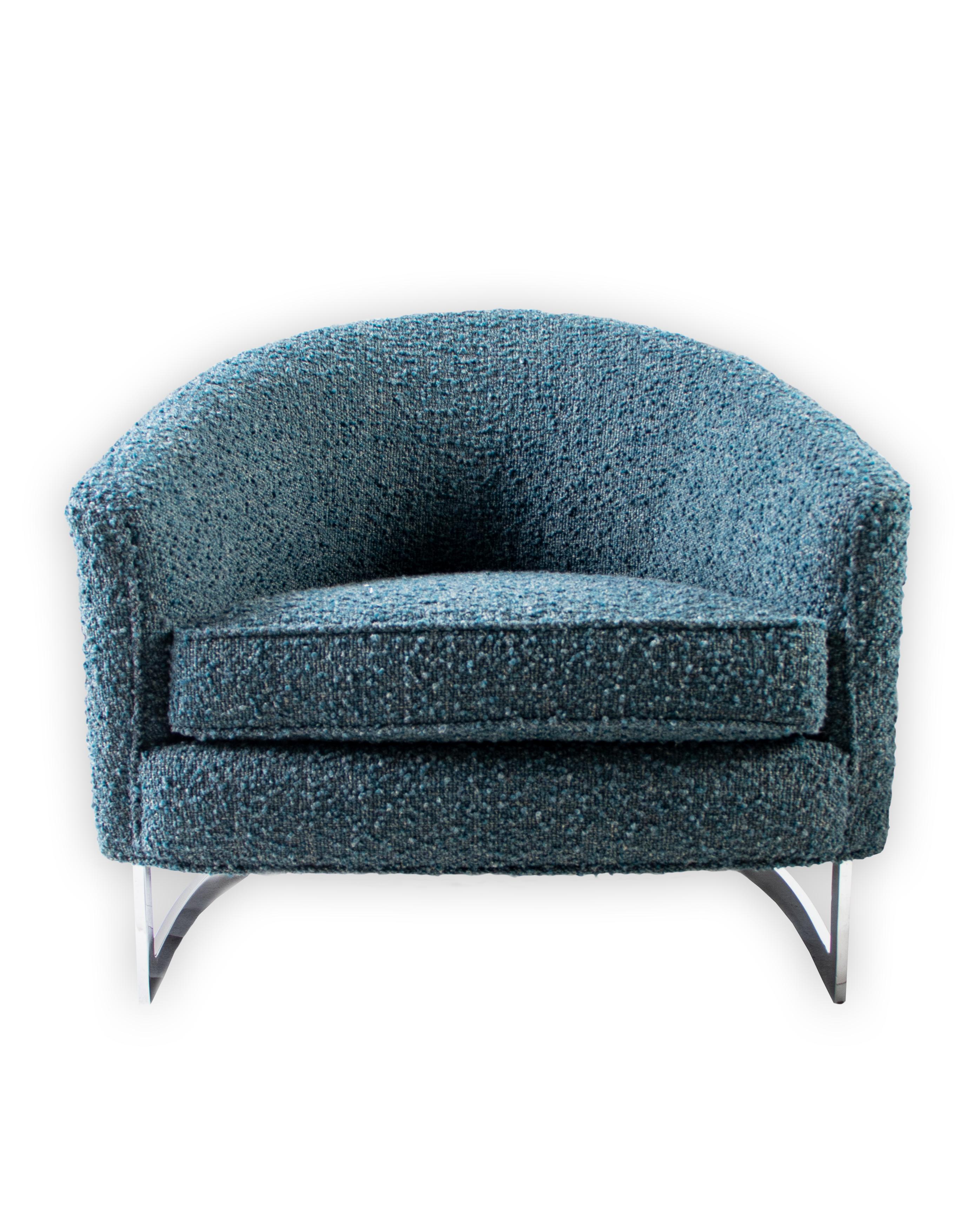 American Barrel Back Chairs Upholstered in Italian Boucle