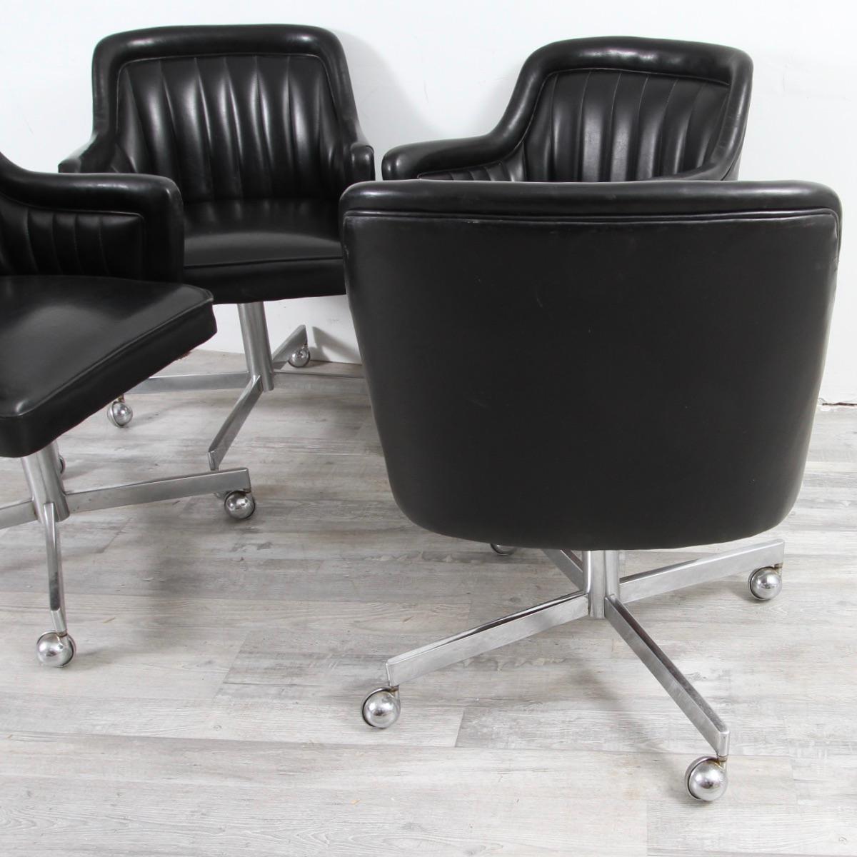 Naugahyde Barrel-Back Desk Chair by Ward Bennett For Sale