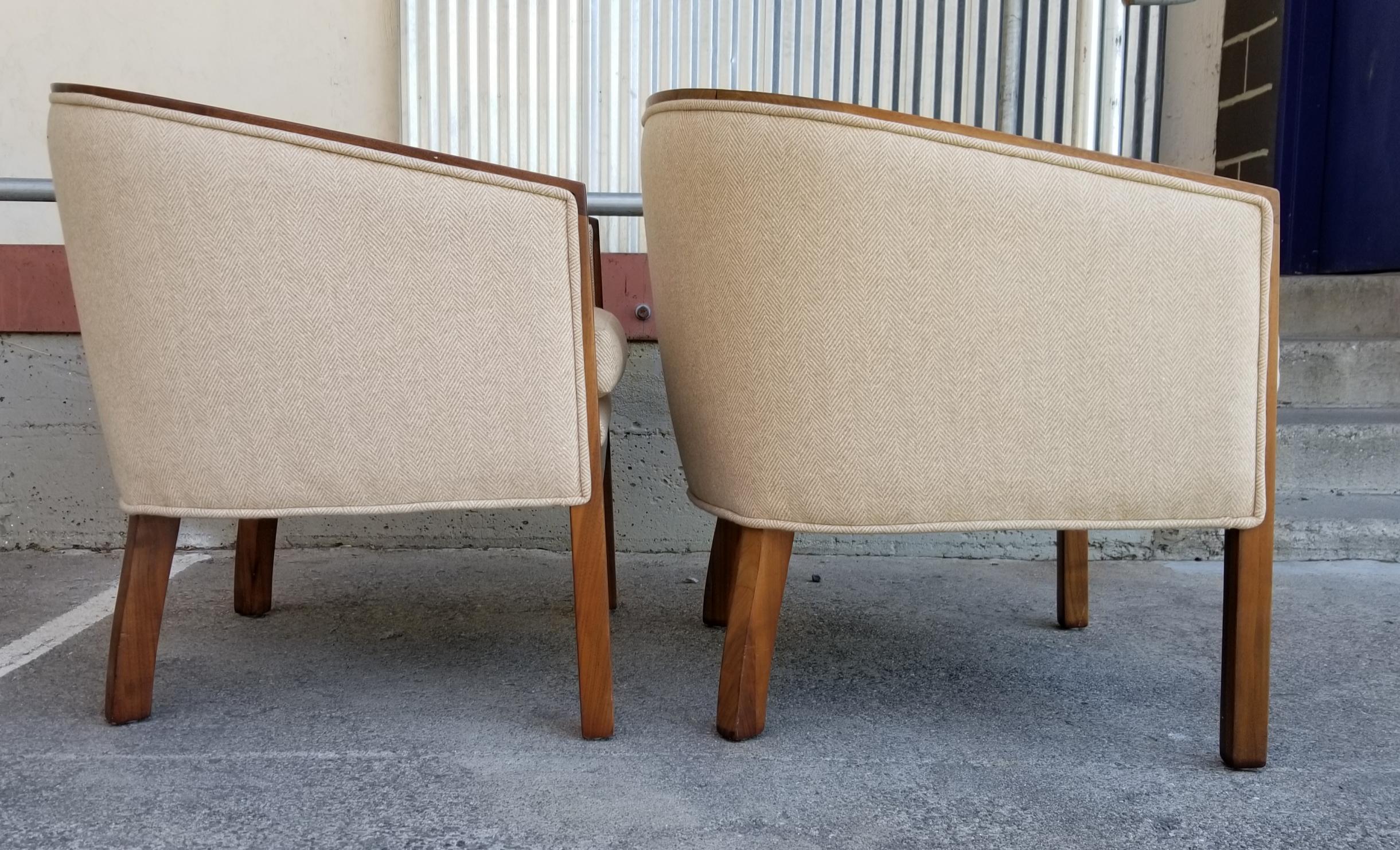 American Barrel Back Lounge Chairs a Pair