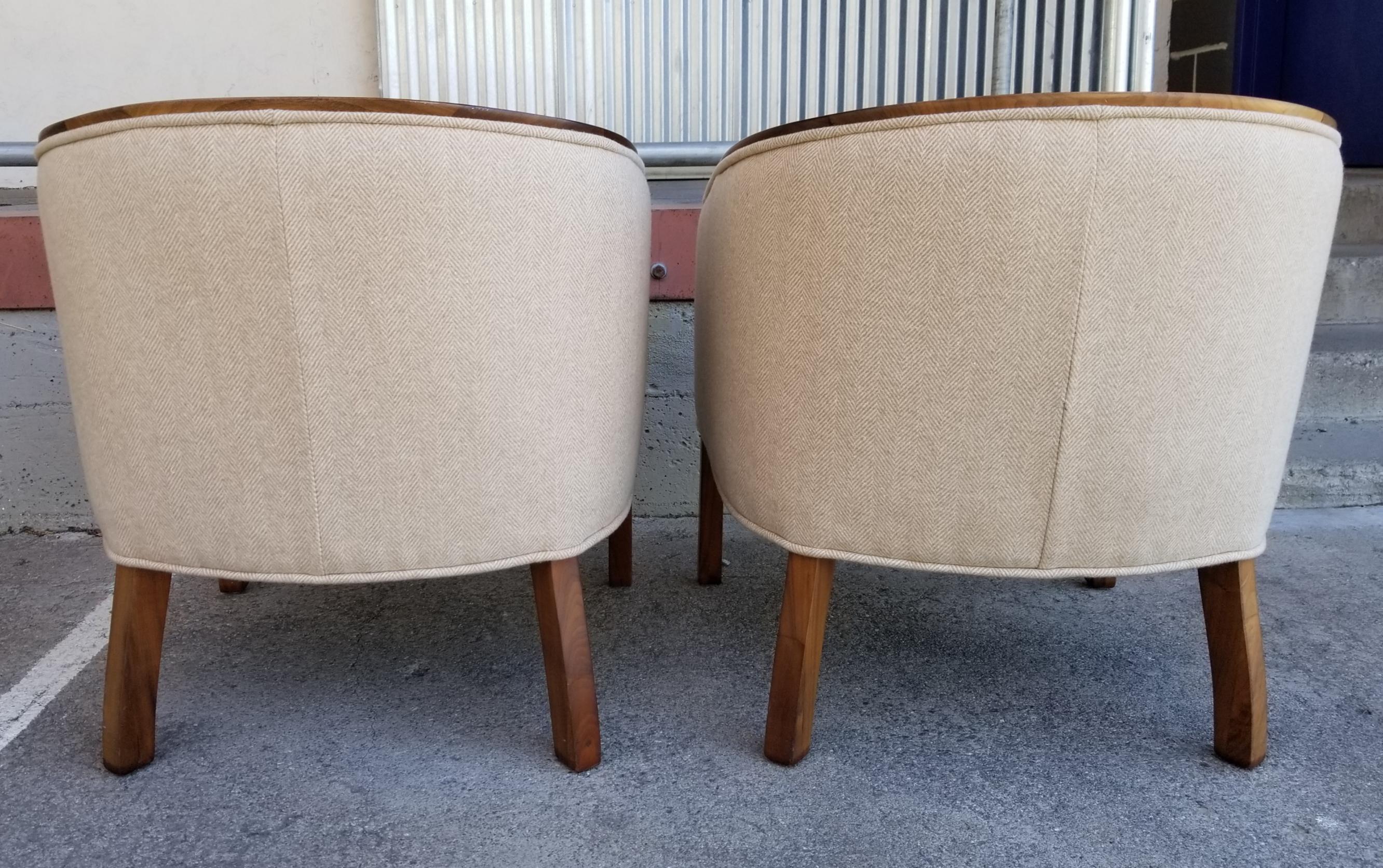 20th Century Barrel Back Lounge Chairs a Pair