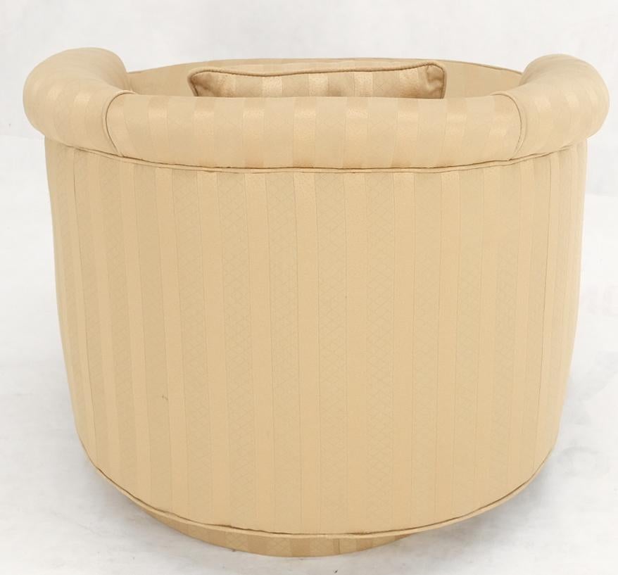 Barrel Back Striped Upholstery Swivel Lounge Chair Milo Baughman For Sale 2