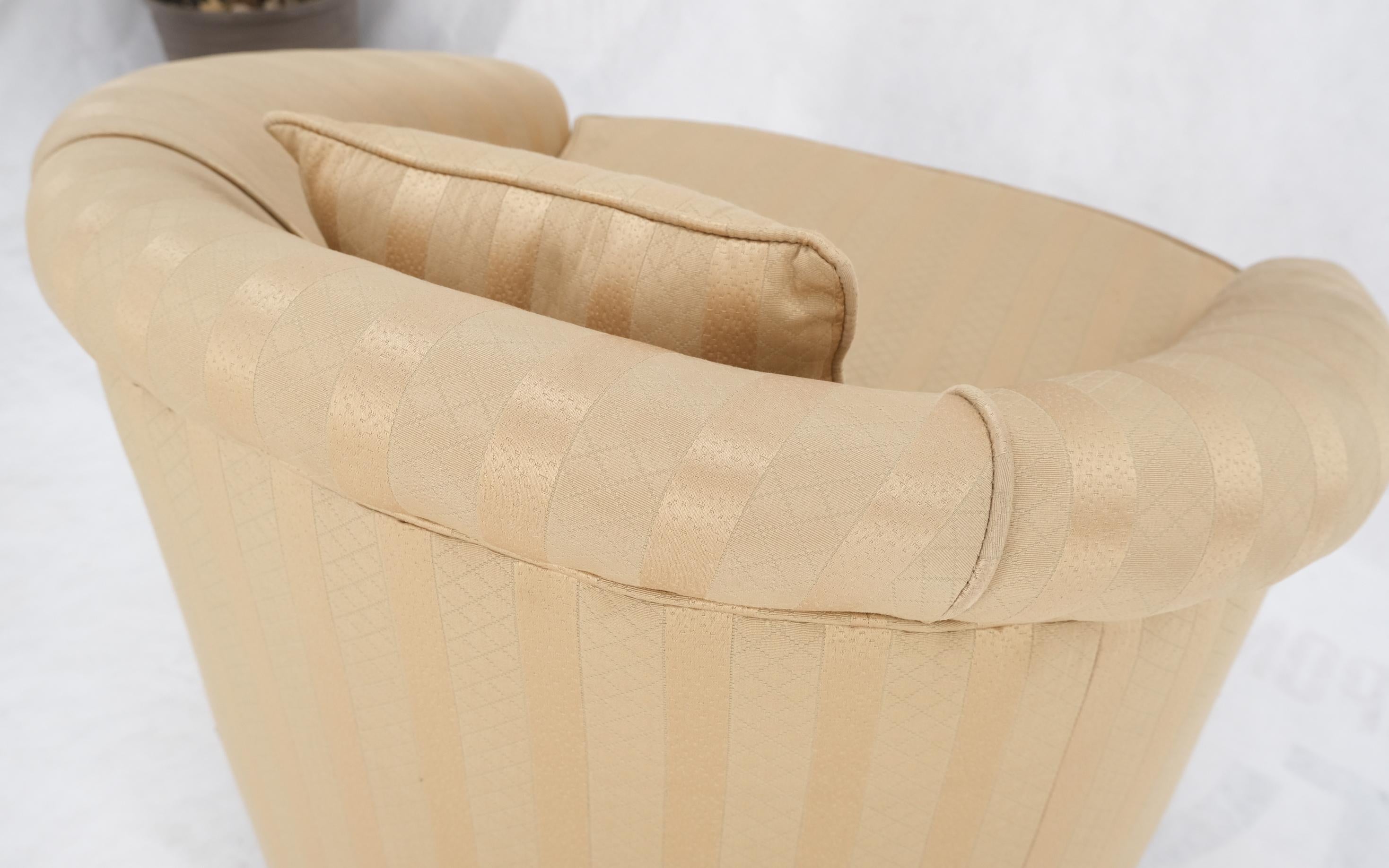 Barrel Back Striped Upholstery Swivel Lounge Chair Milo Baughman For Sale 3