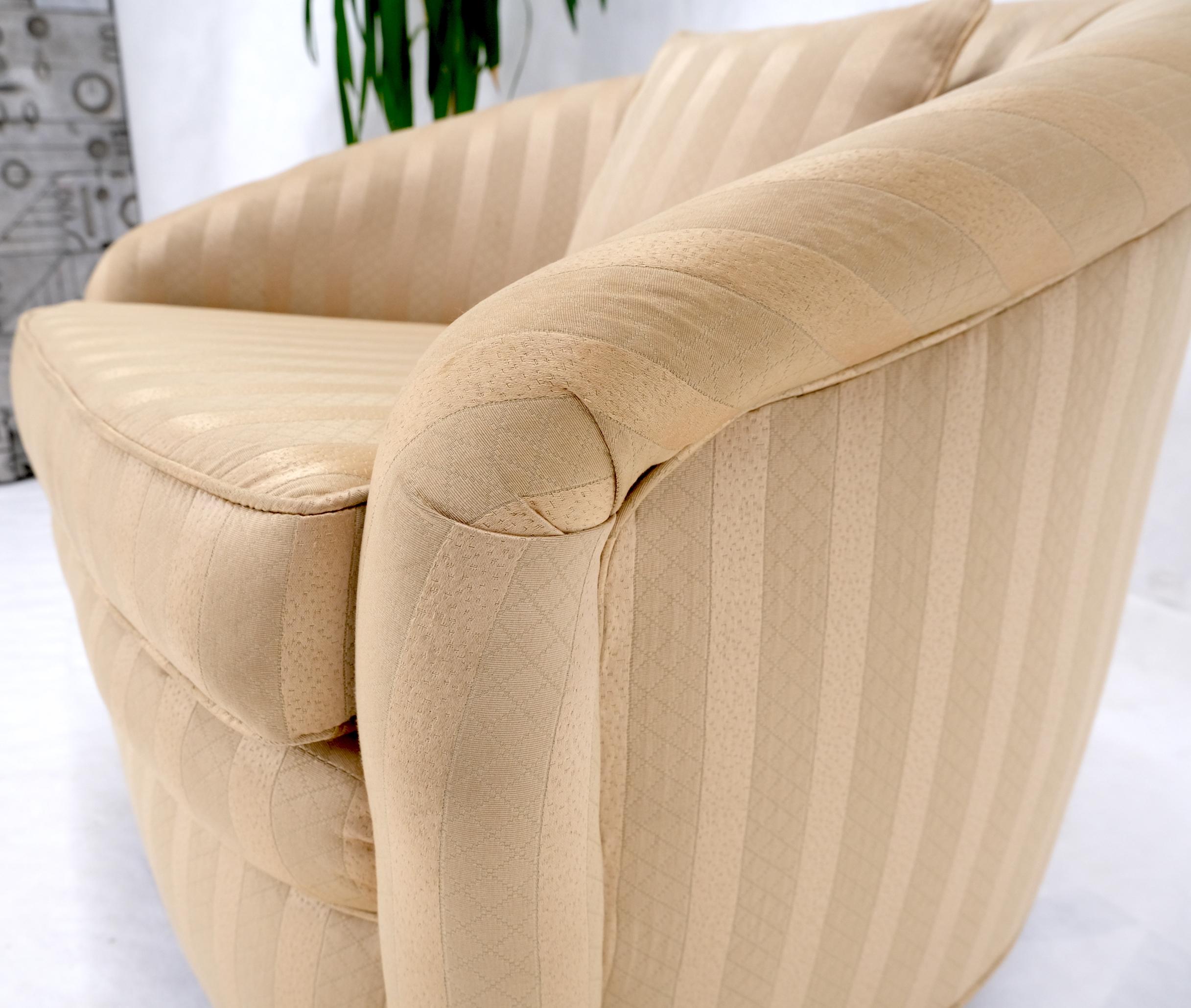 Barrel Back Striped Upholstery Swivel Lounge Chair Milo Baughman For Sale 4