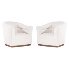 Barrel-Back Swivel Chairs in Wool, Sweden 1950s