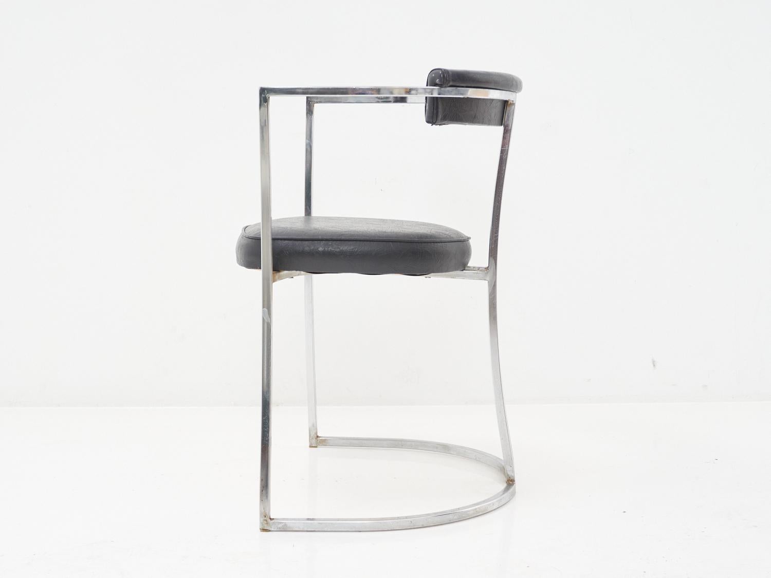 Late 20th Century Barrel Back Vinyl Arm Chair, 1970s For Sale