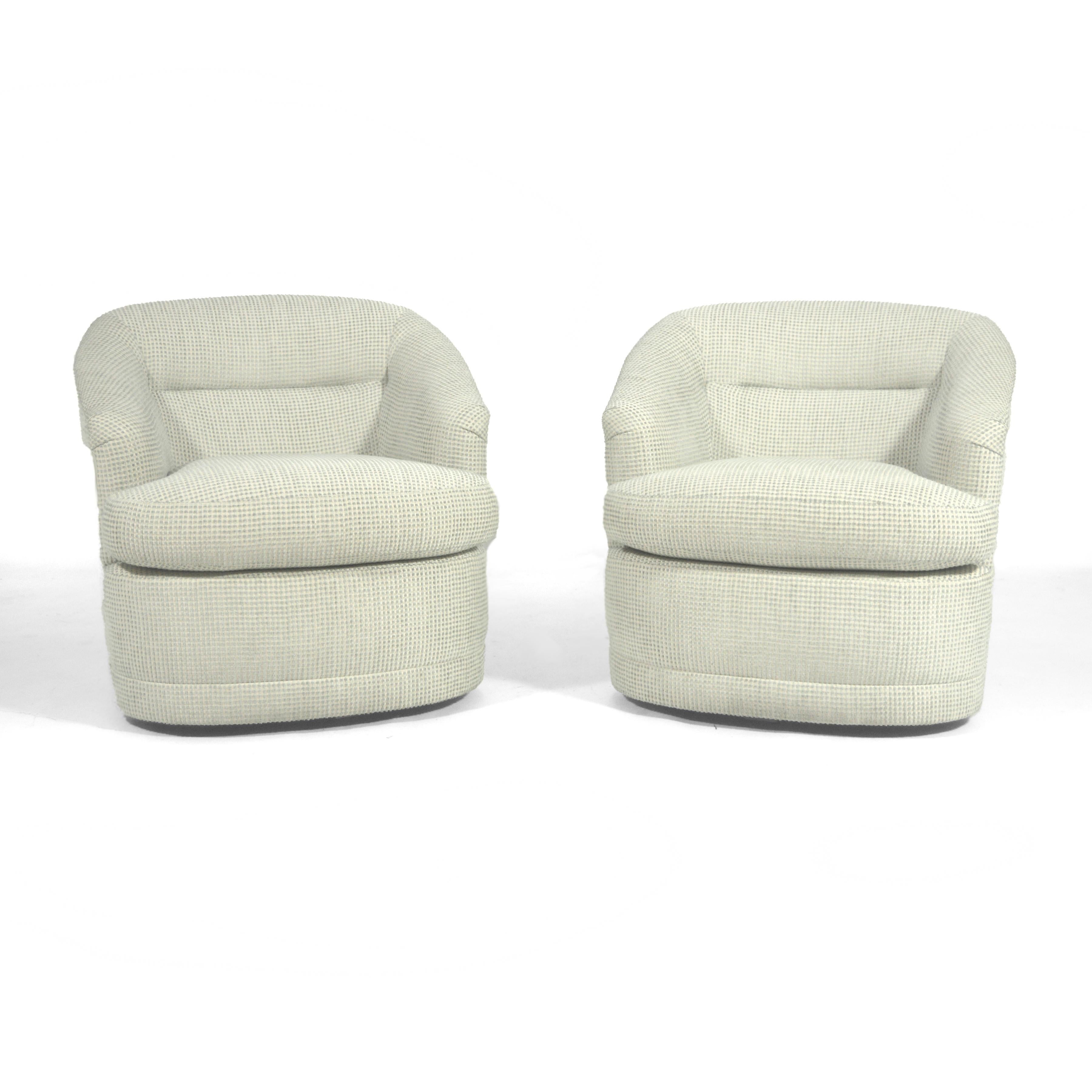 Upholstery Barrel Chairs in the Manner of Milo Baughman For Sale