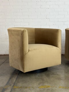 Barrel chairs on metal swivel plinths- sold separately
