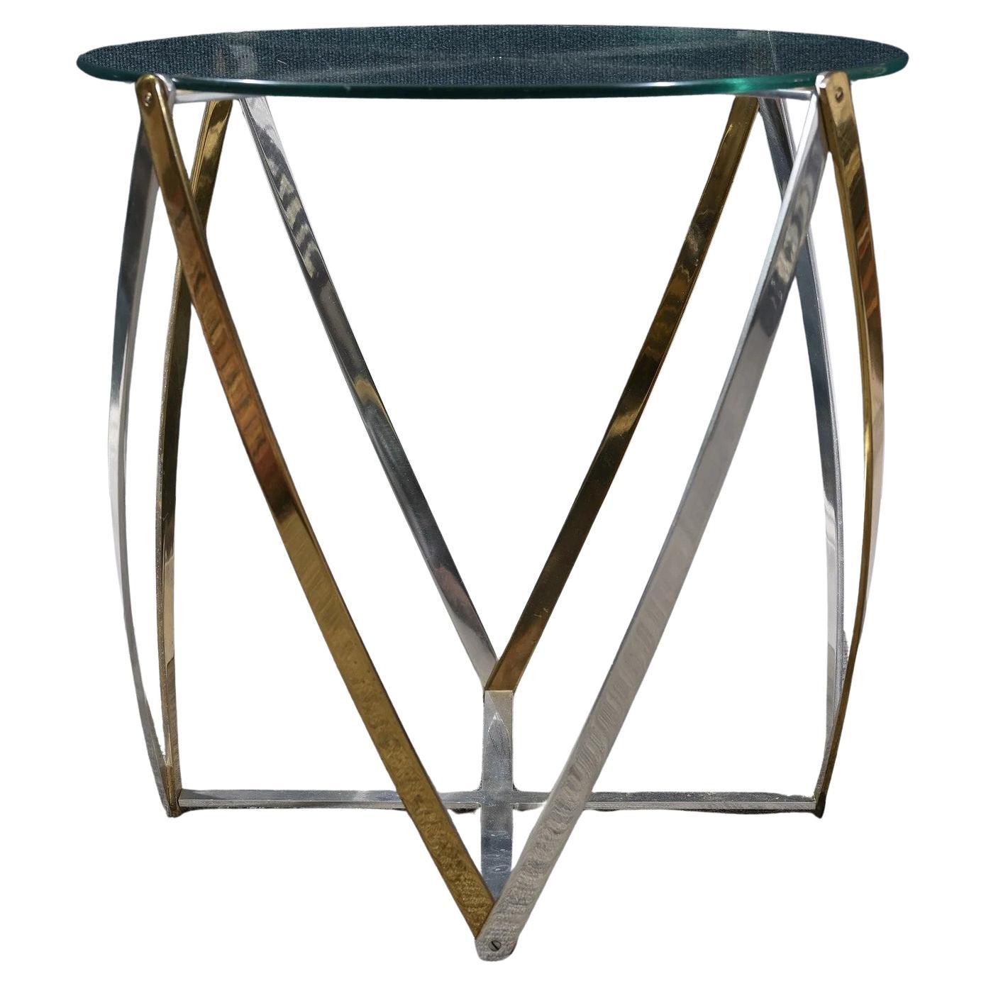 Barrel Form Brass Accent Side Table by John Vesey
